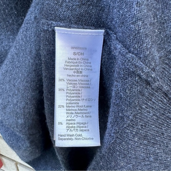 Madewell Wool Alpaca Colorblock Yoke Pullover Sweater Navy Rust Winter White - Picture 7 of 11